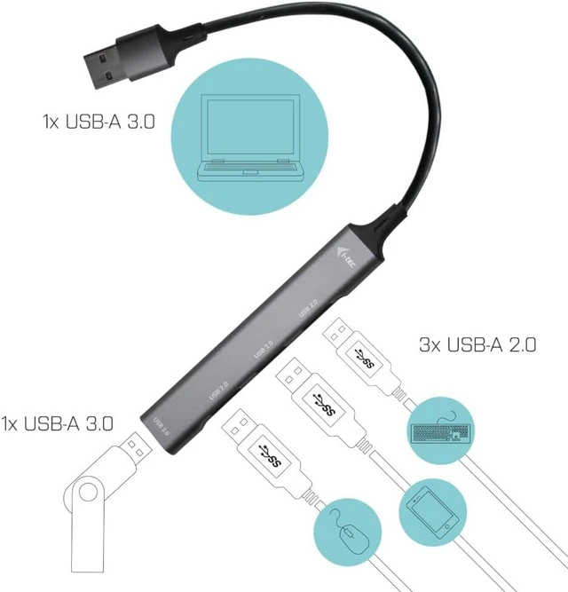 Alt view image 2 of 3 - USB 3.0 Metal Hub 1x USB 3.0 + 3X U