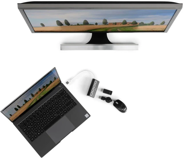 Alt view image 3 of 6 - Hama 4-Port USB-A Hub (High-Speed Data Transfer, 4x USB-A for Mouse, Keyboard, External HDD, etc. Multiport Adapter, USB Adapter 4-in-1 for Office, Home Office and Travel) Black