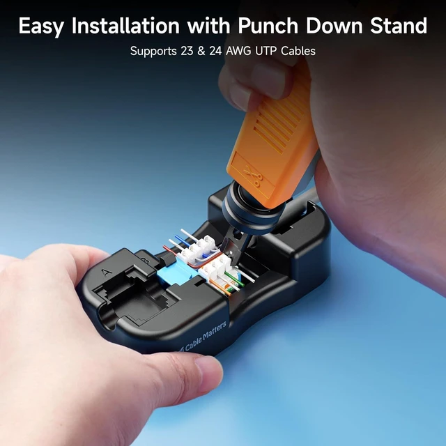 Alt view image 4 of 7 - Cable Matters 50-Pack Cat6 RJ45 Keystone Jack in Blue and Keystone Punch-Down Stand