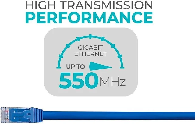Alt view image 2 of 6 - Monoprice Flexboot Cat6 Ethernet Patch Cable - Network Internet Cord - RJ45, Stranded, 550Mhz, UTP, Pure Bare Copper Wire, 24AWG, 14ft, Blue
