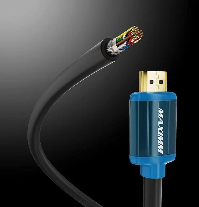 Alt view image 4 of 6 - Maximm High-Speed HDMI 2.0 4K Solid Cable, 50 Feet - 1-Pack - 24 AWG (Includes Cable Clips, Ties and Right Angle Adapter)