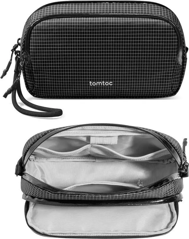 Main image of tomtoc Electronic Organizer Travel Case Performance, Water Resistant Dual Compartment Cable Organization Storage Bag for Charger, Cord, Phone, Hard Drive, Power Bank, Accessories Travel Essentials