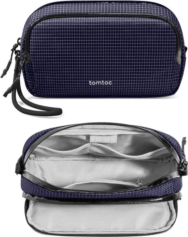Main image of tomtoc Electronic Organizer Travel Case Performance, Water Resistant Dual Compartment Cable Organization Storage Bag for Charger, Cord, Phone, Hard Drive, Power Bank, Accessories Travel Essentials
