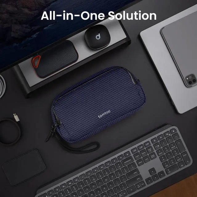 Alt view image 2 of 7 - tomtoc Electronic Organizer Travel Case Performance, Water Resistant Dual Compartment Cable Organization Storage Bag for Charger, Cord, Phone, Hard Drive, Power Bank, Accessories Travel Essentials