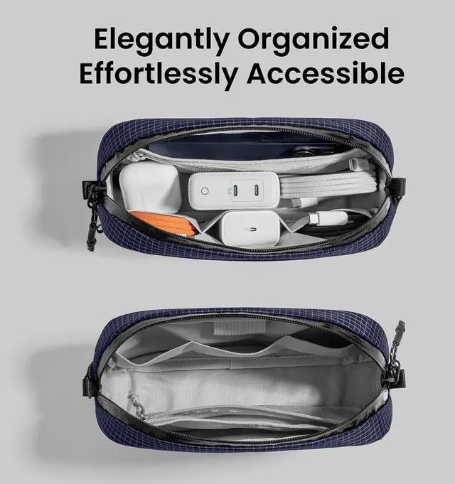 Alt view image 5 of 7 - tomtoc Electronics Organizer Travel Case Performance, Water Resistant Bag Cable Tech Pouch Accessories, Carry Storage for Cord, Phone, Cables, Airpods, USB Flash Drive, Daily Items