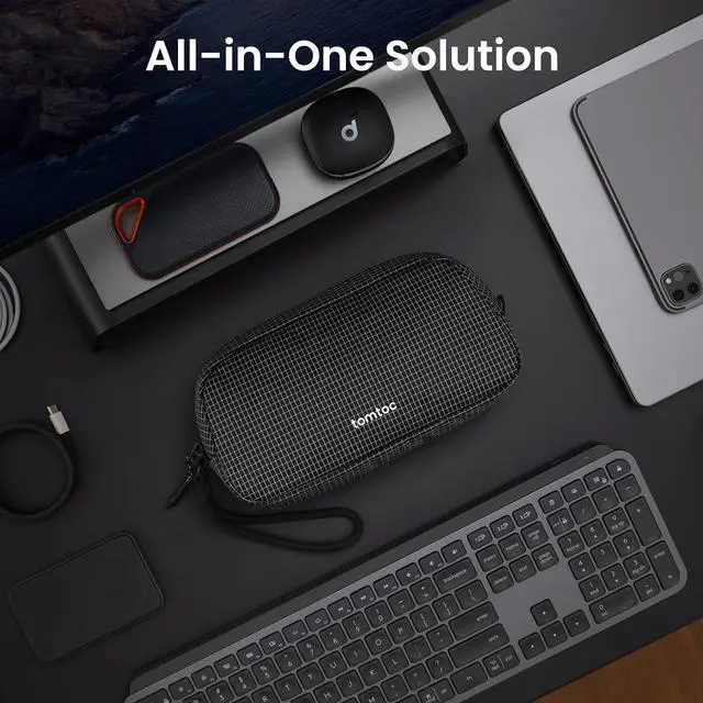 Alt view image 2 of 7 - tomtoc Electronics Organizer Travel Case Performance, Water Resistant Bag Cable Tech Pouch Accessories, Carry Storage for Cord, Phone, Cables, Airpods, USB Flash Drive, Daily Items
