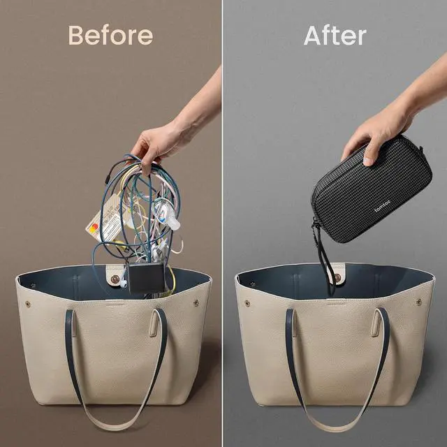 Alt view image 4 of 7 - tomtoc Electronics Organizer Travel Case Performance, Water Resistant Bag Cable Tech Pouch Accessories, Carry Storage for Cord, Phone, Cables, Airpods, USB Flash Drive, Daily Items