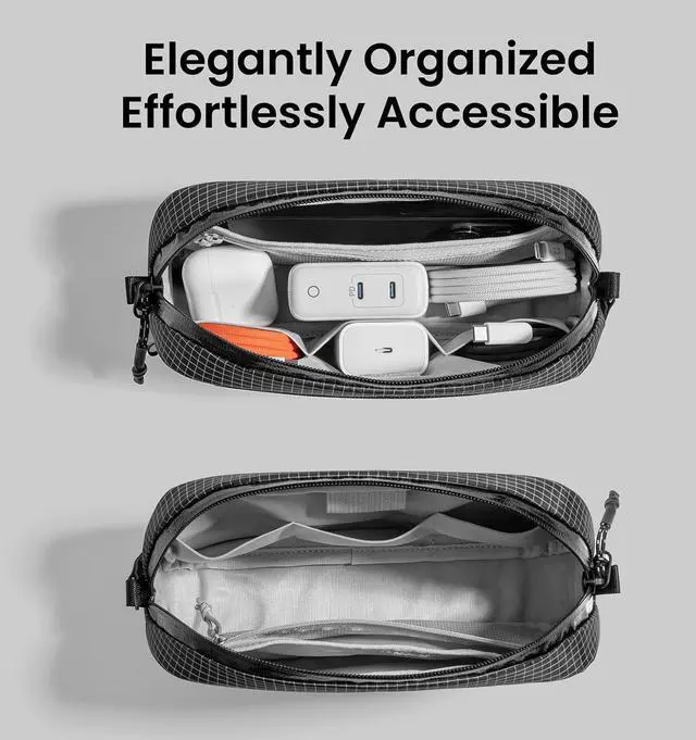 Alt view image 5 of 7 - tomtoc Electronics Organizer Travel Case Performance, Water Resistant Bag Cable Tech Pouch Accessories, Carry Storage for Cord, Phone, Cables, Airpods, USB Flash Drive, Daily Items