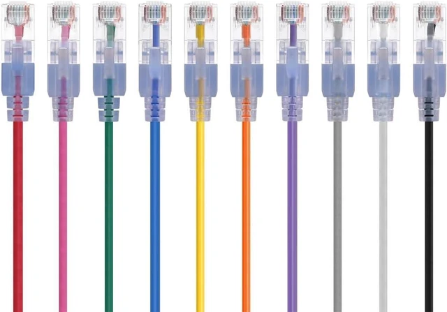Main image of Monoprice 5-Pack SlimRun Cat6A Ethernet Network Patch Cable 10G 2ft Gray, Multi-Color