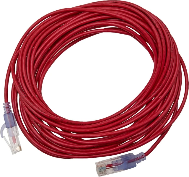 Main image of Monoprice Cat6A Ethernet Network Patch Cable - 25 Feet - Red | 10-Pack, 10G - SlimRun Series