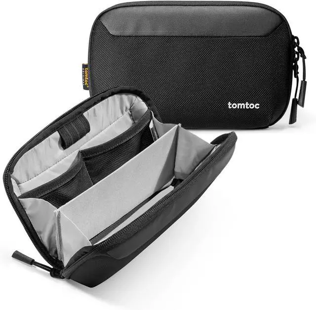 Main image of tomtoc Travel Cable Organizer Pouch, Electronics Accessories Organizer Portable Waterproof Double Accessories Carry Case for Cord, Charger, Cables, USB Drive