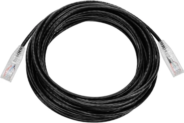 Alt view image 4 of 6 - Monoprice SlimRun Cat6 Ethernet Patch Cable - Network Internet Cord - RJ45, Stranded, 550Mhz, UTP, CMR, Riser Rated, Pure Bare Copper Wire, 28AWG, 20', Black