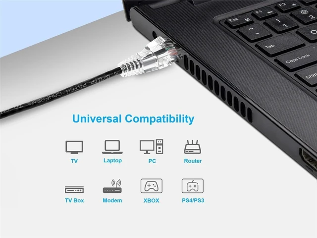 Alt view image 6 of 6 - Monoprice SlimRun Cat6 Ethernet Patch Cable - Network Internet Cord - RJ45, Stranded, 550Mhz, UTP, CMR, Riser Rated, Pure Bare Copper Wire, 28AWG, 20', Black