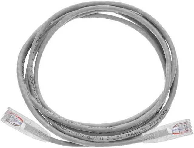 Alt view image 4 of 6 - Monoprice SlimRun Cat6 Ethernet Patch Cable - Network Internet Cord - RJ45, Stranded, 550Mhz, UTP, CMR, Riser Rated, Pure Bare Copper Wire, 28AWG, 7', Gray