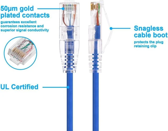 Alt view image 3 of 6 - Monoprice Cat6 Ethernet Patch Cable - 25 feet - Blue