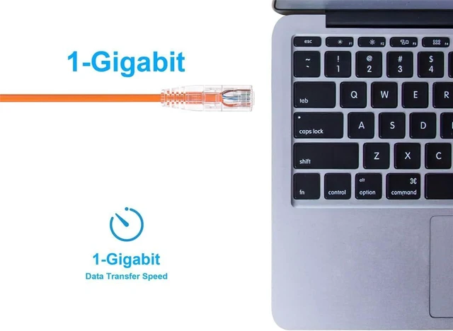 Alt view image 5 of 6 - Monoprice SlimRun Cat6 Ethernet Patch Cable - Network Internet Cord - RJ45, Stranded, 550Mhz, UTP, CMR, Riser Rated, Pure Bare Copper Wire, 28AWG, 3', Orange
