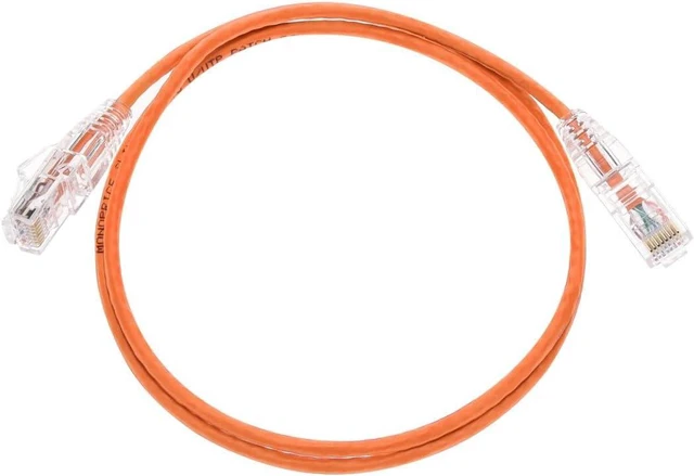 Alt view image 4 of 6 - Monoprice SlimRun Cat6 Ethernet Patch Cable - Network Internet Cord - RJ45, Stranded, 550Mhz, UTP, CMR, Riser Rated, Pure Bare Copper Wire, 28AWG, 3', Orange