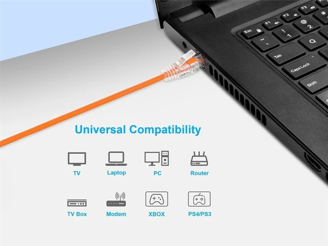 Alt view image 6 of 6 - Monoprice SlimRun Cat6 Ethernet Patch Cable - Network Internet Cord - RJ45, Stranded, 550Mhz, UTP, CMR, Riser Rated, Pure Bare Copper Wire, 28AWG, 3', Orange