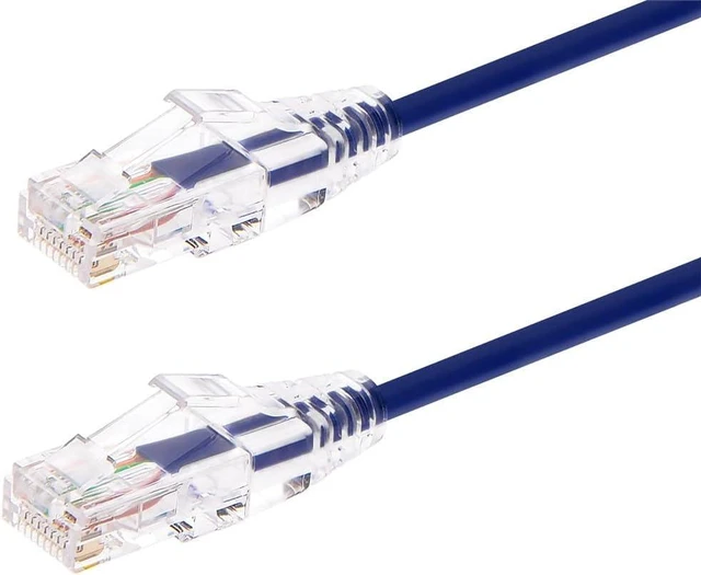 Main image of Monoprice SlimRun Cat6 Ethernet Patch Cable - Network Internet Cord - RJ45, Stranded, 550Mhz, UTP, CMR, Riser Rated, Pure Bare Copper Wire, 28AWG, 14', Purple