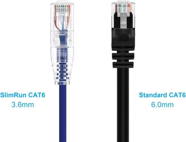 Alt view image 2 of 6 - Monoprice SlimRun Cat6 Ethernet Patch Cable - Network Internet Cord - RJ45, Stranded, 550Mhz, UTP, CMR, Riser Rated, Pure Bare Copper Wire, 28AWG, 14', Purple