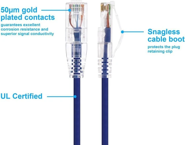 Alt view image 3 of 6 - Monoprice SlimRun Cat6 Ethernet Patch Cable - Network Internet Cord - RJ45, Stranded, 550Mhz, UTP, CMR, Riser Rated, Pure Bare Copper Wire, 28AWG, 14', Purple
