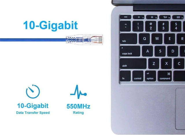Alt view image 5 of 6 - Monoprice SlimRun Cat6 Ethernet Patch Cable - Network Internet Cord - RJ45, Stranded, 550Mhz, UTP, CMR, Riser Rated, Pure Bare Copper Wire, 28AWG, 10', Blue