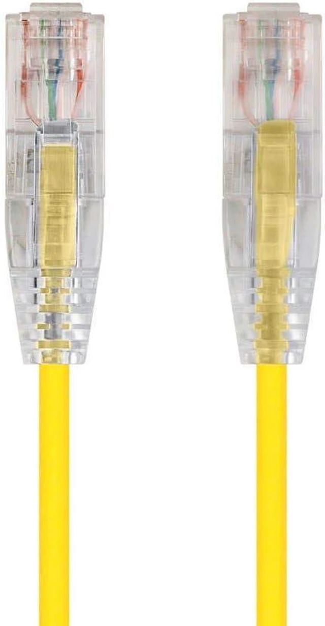 Alt view image 2 of 6 - Monoprice SlimRun Cat6 Ethernet Patch Cable - Network Internet Cord - RJ45, Stranded, 550Mhz, UTP, CMR, Riser Rated, Pure Bare Copper Wire, 28AWG, 2ft, Yellow