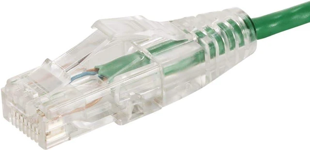Alt view image 3 of 4 - Monoprice SlimRun Cat6 Ethernet Patch Cable - Network Internet Cord - RJ45, Stranded, 550Mhz, UTP, CMR, Riser Rated, Pure Bare Copper Wire, 28AWG, 1ft, Green