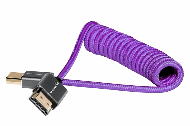 Alt view image 3 of 4 - KONDOR BLUE x Gerald Undone | 4K Full HDMI Thin Coiled Braided Cable for On-Camera Monitors, Capture Cards + More | Purple
