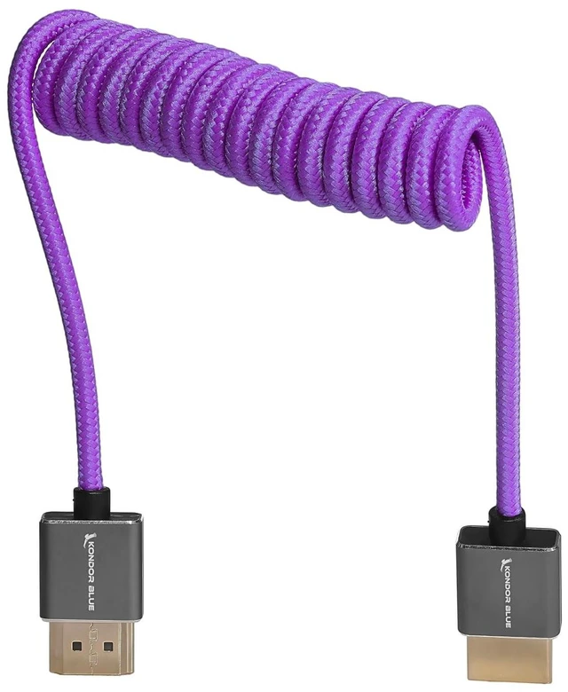 Alt view image 4 of 4 - KONDOR BLUE x Gerald Undone | 4K Full HDMI Thin Coiled Braided Cable for On-Camera Monitors, Capture Cards + More | Purple