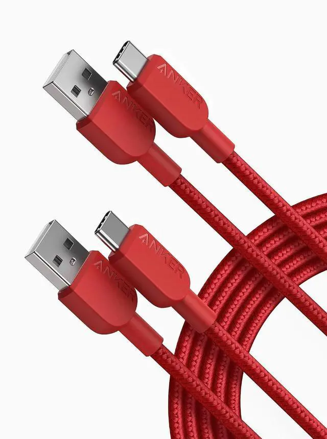 Main image of Anker USB A to USB C Cable, Charger Cord (2 Pack,10ft), for iPhone 17 Series,Samsung Galaxy Note 10/S10+ S10, LG V30 (Red)