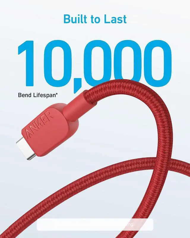 Alt view image 2 of 4 - Anker USB A to USB C Cable, Charger Cord (2 Pack,10ft), for iPhone 17 Series,Samsung Galaxy Note 10/S10+ S10, LG V30 (Red)