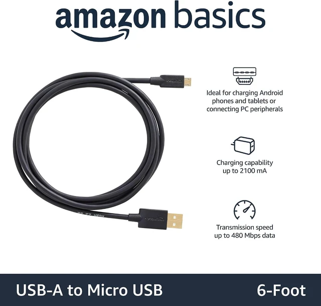 Alt view image 2 of 5 - Amazon Basics USB 2.0 A-Male to Micro B Cable, 6 feet, Black, 10-Pack