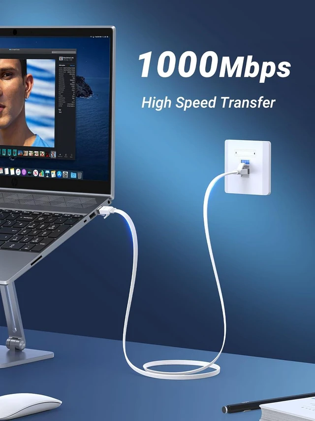 Alt view image 2 of 7 - UGREEN Ethernet Cable 98FT, Flat RJ45 LAN Gigabit CAT 6 Network Cable, Pure Copper Core High-Speed 1000Mbps for 250Mhz/s Patch Cord Internet Cable for PS5, PS4, Xbox One, Modem, Router