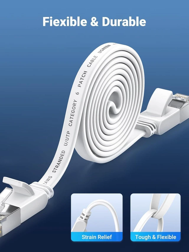 Alt view image 5 of 7 - UGREEN Ethernet Cable 98FT, Flat RJ45 LAN Gigabit CAT 6 Network Cable, Pure Copper Core High-Speed 1000Mbps for 250Mhz/s Patch Cord Internet Cable for PS5, PS4, Xbox One, Modem, Router
