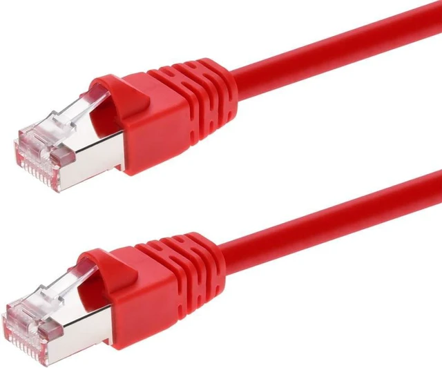 Main image of Monoprice Cat6A Ethernet Patch Cable - Network Internet Cord - RJ45, 550Mhz, STP, Pure Bare Copper Wire, 10G, 26AWG, 7ft, Red