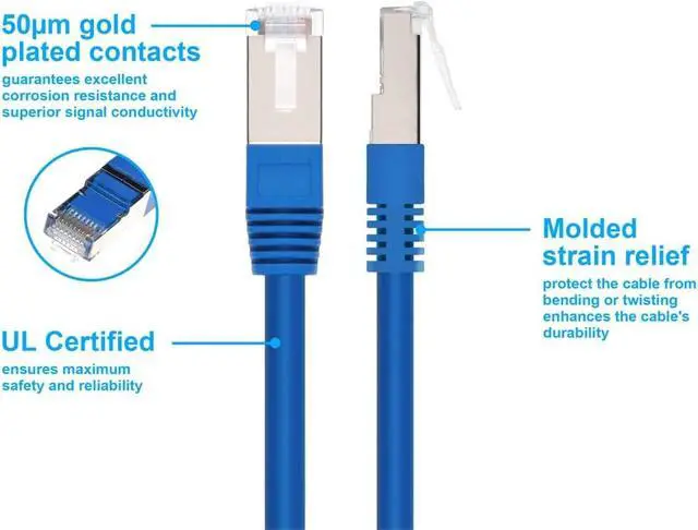 Alt view image 2 of 5 - Monoprice Entegrade Cat6a Ethernet Patch Cable - Network Internet Cord - Zeroboot RJ45, Stranded, 550Mhz, STP, Pure Bare Copper Wire, 10G, 26AWG, 100', Blue