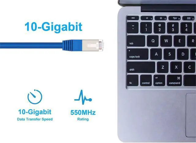 Alt view image 4 of 5 - Monoprice Entegrade Cat6a Ethernet Patch Cable - Network Internet Cord - Zeroboot RJ45, Stranded, 550Mhz, STP, Pure Bare Copper Wire, 10G, 26AWG, 100', Blue