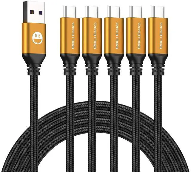 Main image of USB Type-C Cable 5pack 6ft Fast Charging 3A Rapid Charger Quick Cord, Type C to A Cable 6 Foot Compatible Galaxy S10 S9 S8 Plus, Braided Fast Charging Cable for Note 10 9 8, LG V50 V40 G8 G7(Gold)