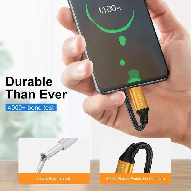 Alt view image 2 of 7 - USB Type-C Cable 5pack 6ft Fast Charging 3A Rapid Charger Quick Cord, Type C to A Cable 6 Foot Compatible Galaxy S10 S9 S8 Plus, Braided Fast Charging Cable for Note 10 9 8, LG V50 V40 G8 G7(Gold)