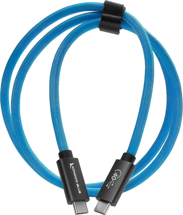 Alt view image 3 of 3 - KONDOR BLUE | 3' USB 4.0 Type C Cable Blazing 40Gb/s Speeds 5A 100W | Charging & Data Transfer USB-C Cable | Thunderbolt 4 Compatible | Blue