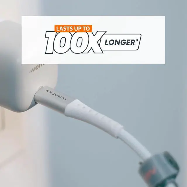 Alt view image 2 of 7 - Ventev ChargeSync Alloy USB-C to Lightning Cable 10ft Steel