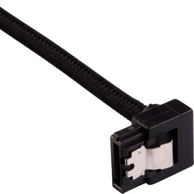 Alt view image 2 of 7 - Corsair 30cm Black Premium Braided Sleeved 90° SATA Data Cable