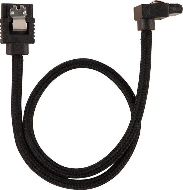 Alt view image 3 of 7 - Corsair 30cm Black Premium Braided Sleeved 90° SATA Data Cable