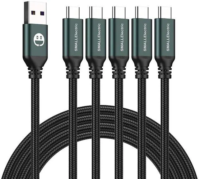 Main image of USB Type-C Cable 5pack 6ft Fast Charging 3A Rapid Charger Quick Cord, Type C to A Cable 6 Foot Compatible Galaxy S10 S9 S8 Plus, Braided Fast Charging Cable for Note 10 9 8, LG V50 V40 G8 G7(Green)