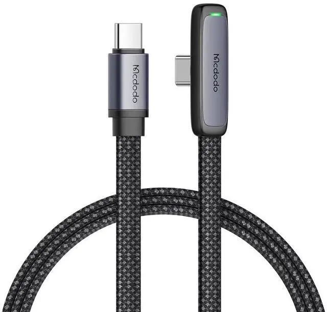 Main image of mcdodo 6FT USB C to USB C Cable 90 Degree Right Angle Type-C Charging Cable with LED Indicator Light Compatible with iPhone 17 16 Series, Galaxy S23/S22+Ultra, iPad, MacBook and More