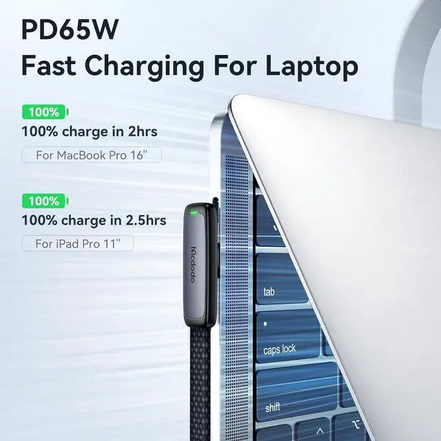 Alt view image 4 of 7 - mcdodo 6FT USB C to USB C Cable 90 Degree Right Angle Type-C Charging Cable with LED Indicator Light Compatible with iPhone 17 16 Series, Galaxy S23/S22+Ultra, iPad, MacBook and More
