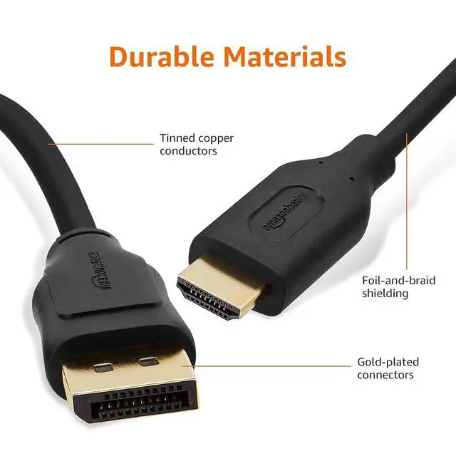 Alt view image 4 of 6 - Amazon Basics Uni-Directional DisplayPort to HDMI Display Cable 4K@30Hz - 10 Feet, 5-Pack