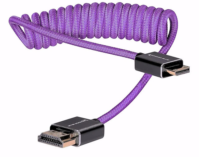 Main image of KONDOR BLUE x Gerald Undone | Mini HDMI to Full HDMI Cable 12" -24" Braided Coiled | 4K 60Hz, 18Gbps, HDR, 3D Video & Nylon Braided with Reinforced connectors | Purple