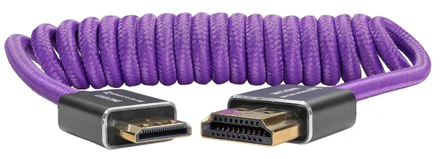 Alt view image 4 of 5 - KONDOR BLUE x Gerald Undone | Mini HDMI to Full HDMI Cable 12" -24" Braided Coiled | 4K 60Hz, 18Gbps, HDR, 3D Video & Nylon Braided with Reinforced connectors | Purple